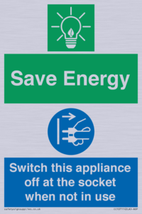 Save Energy, Switch this appliance off at the socket when not in use